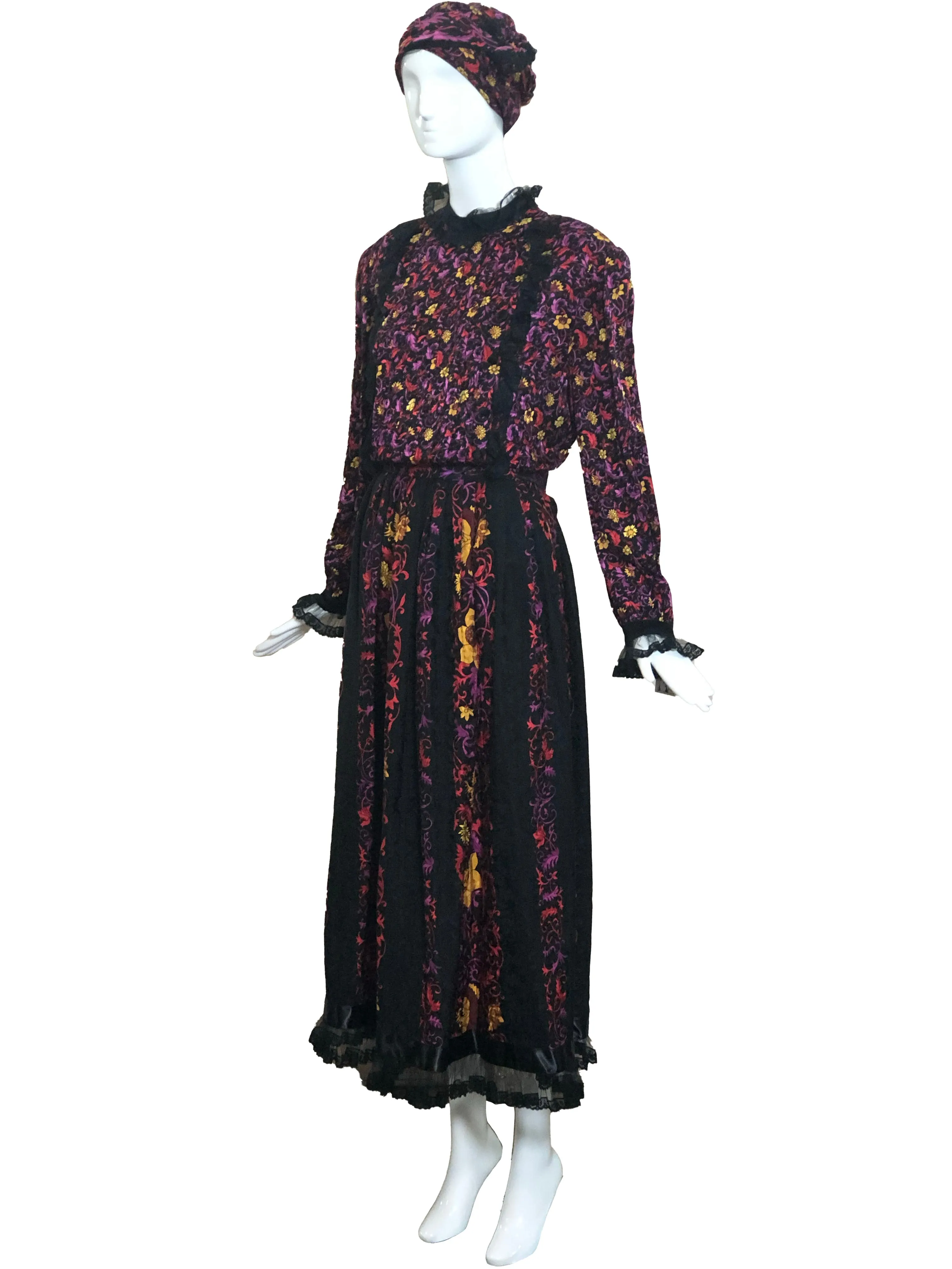 Oscar de la Renta 70s Silk Jacquard Gypsy Ensemble