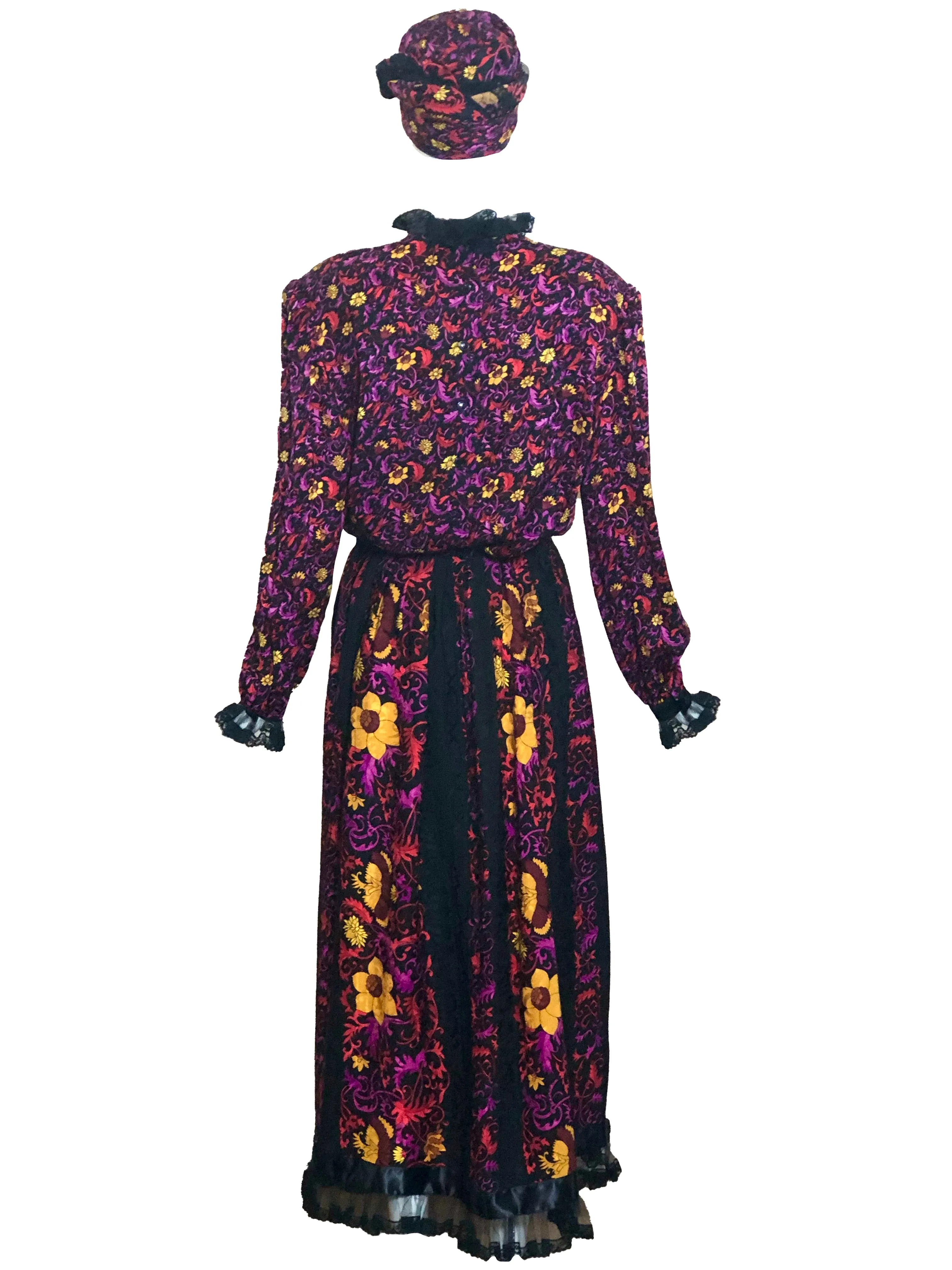 Oscar de la Renta 70s Silk Jacquard Gypsy Ensemble