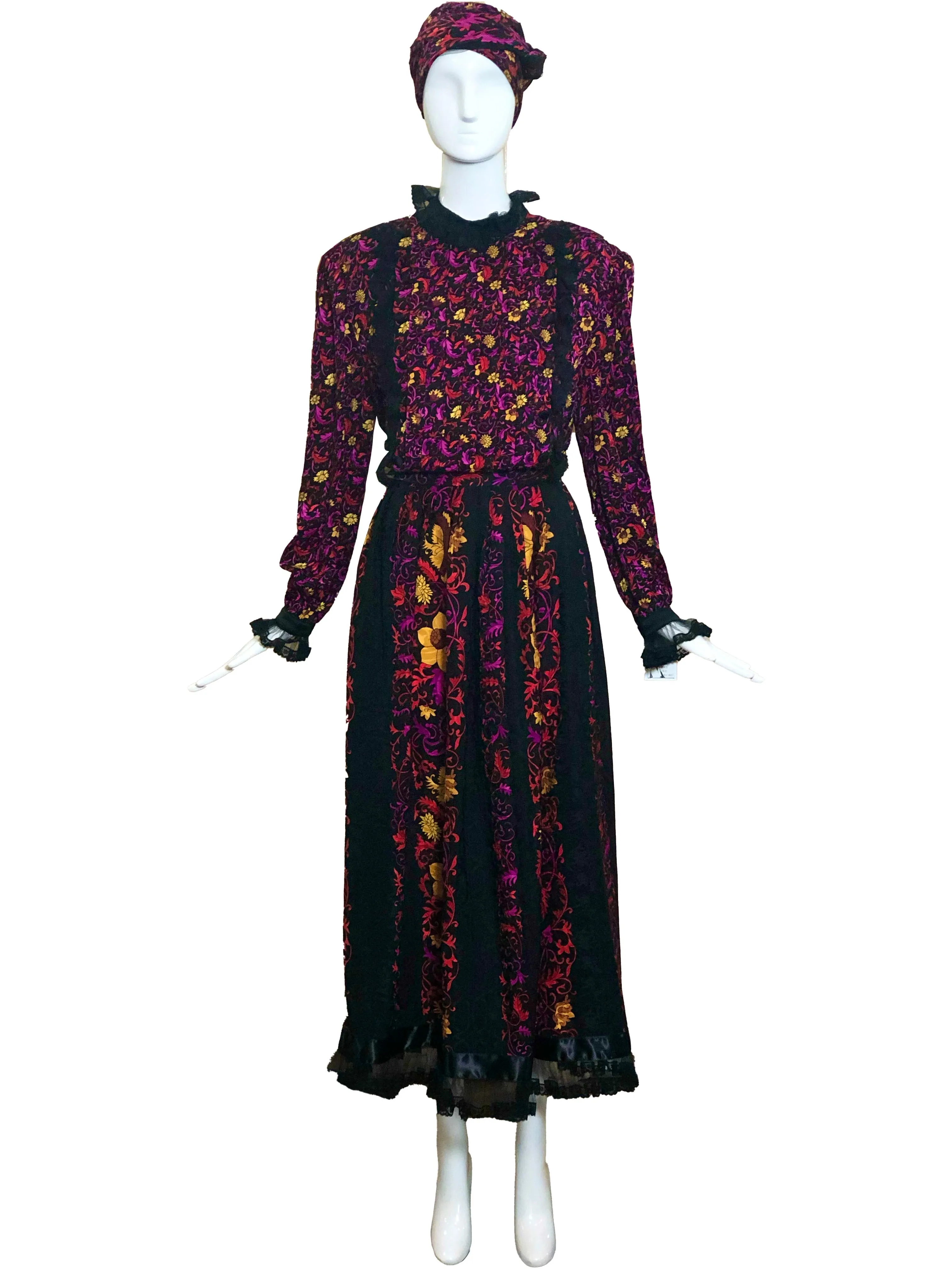 Oscar de la Renta 70s Silk Jacquard Gypsy Ensemble