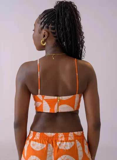 Oya Abeo Orangina Linen Crop Top a fitted bra