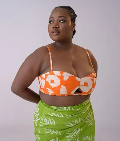 Oya Abeo Orangina Linen Crop Top a fitted bra