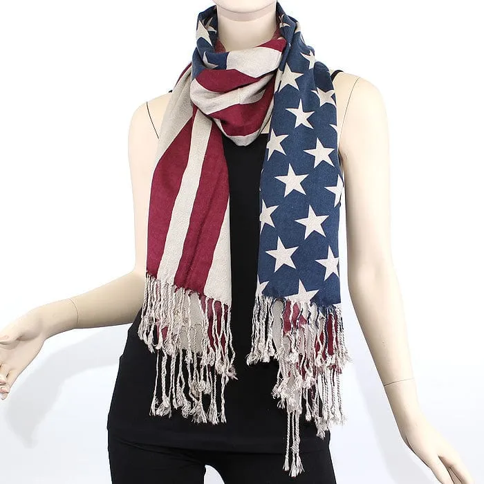 PA121-002 American Flag Pashmina Scarf