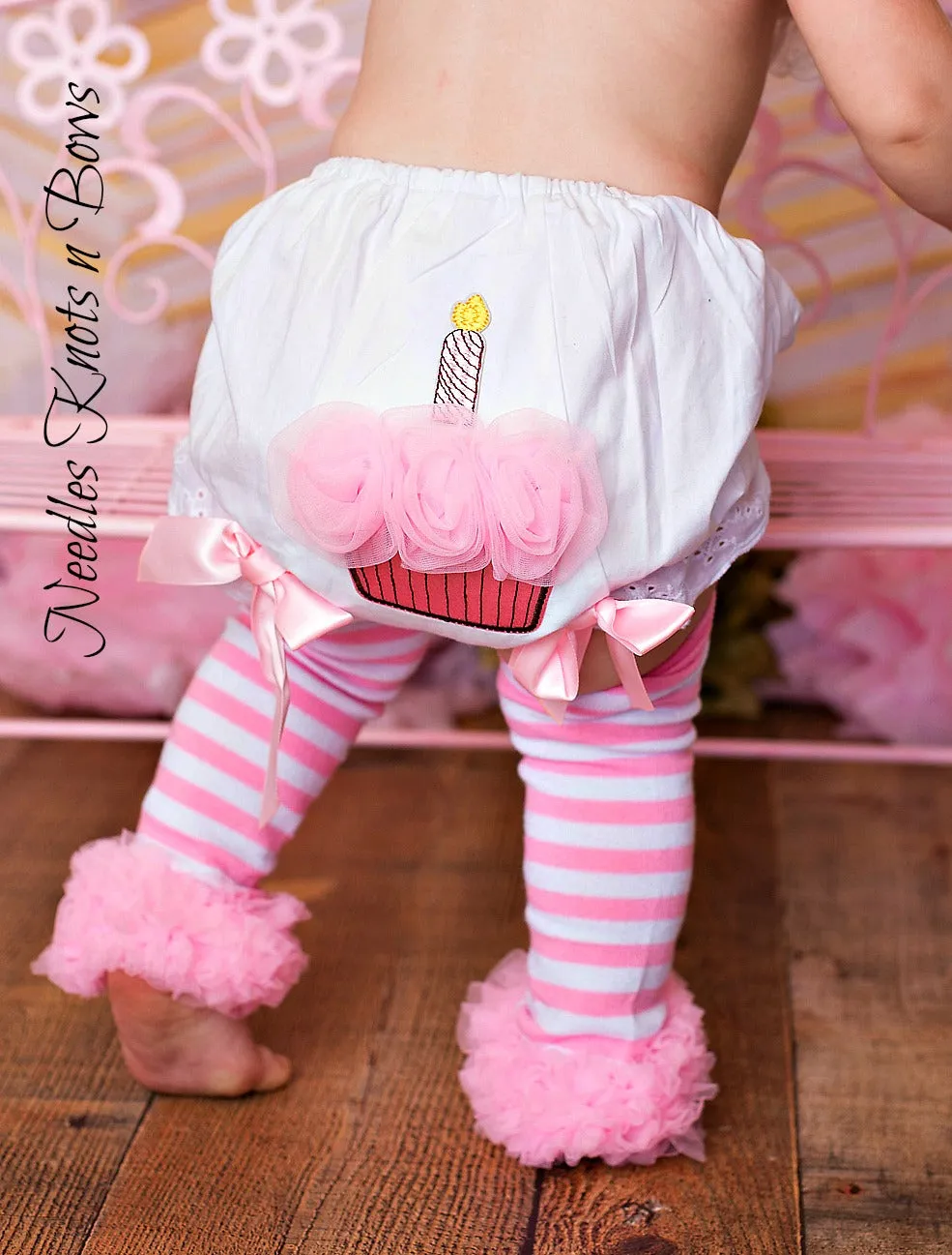 Pink & White Striped Ruffled Leg Warmers, Baby Toddler