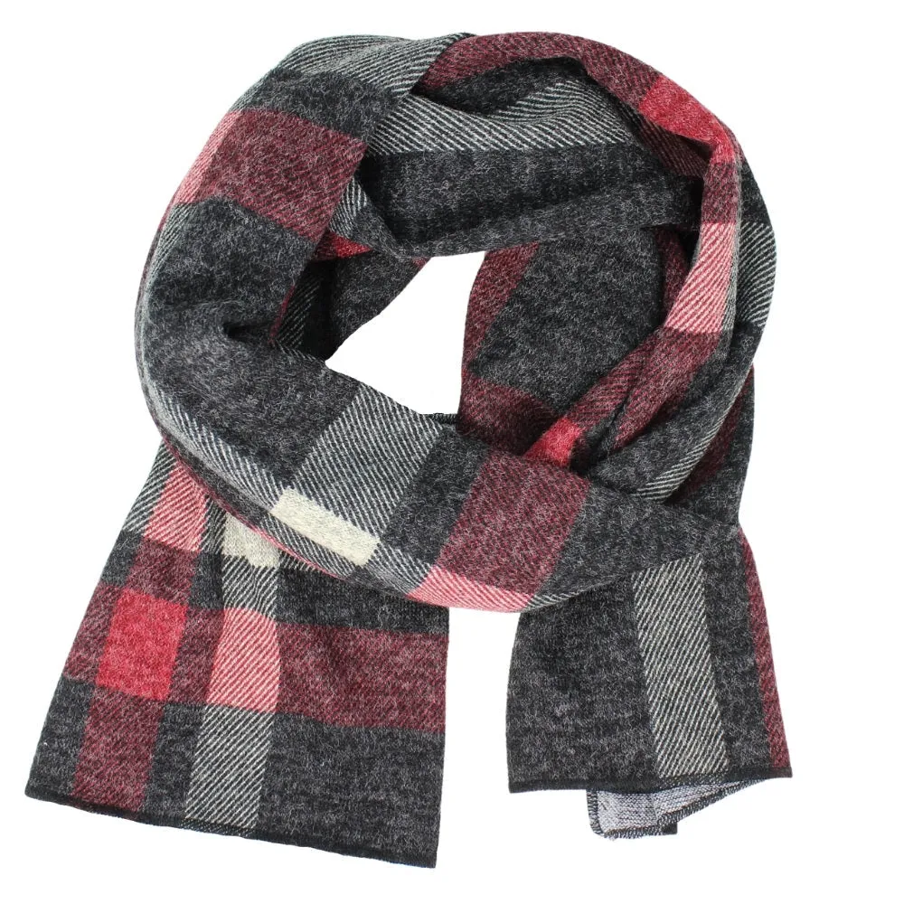 Plaid Knit Oblong Scarf