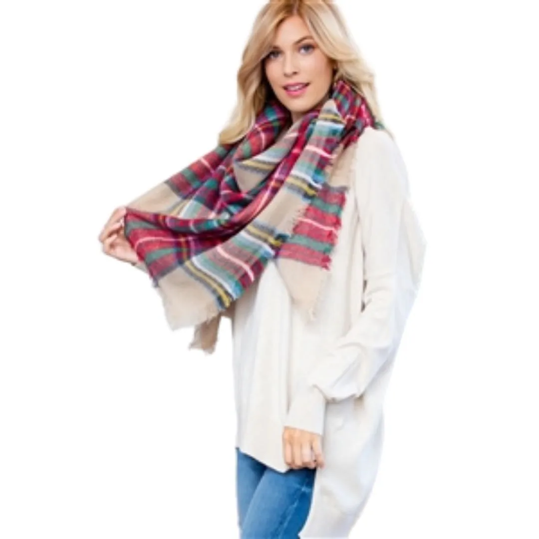 Plaid Multi Colour Scarf