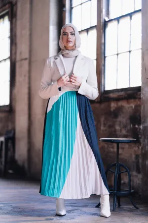 Pleated Colour Block Skirt