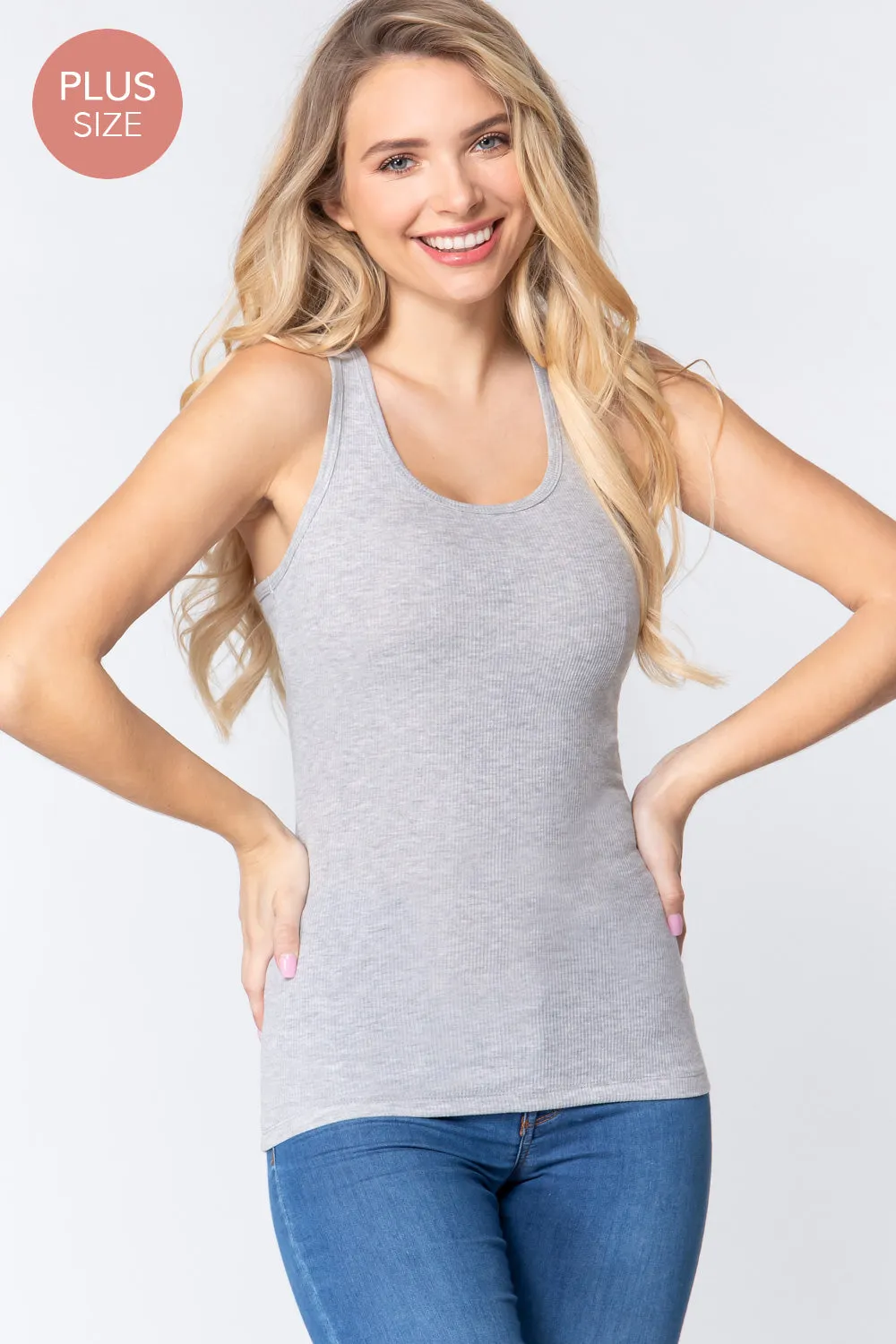 [PLUS] RACERBACK RIB TANK TOP