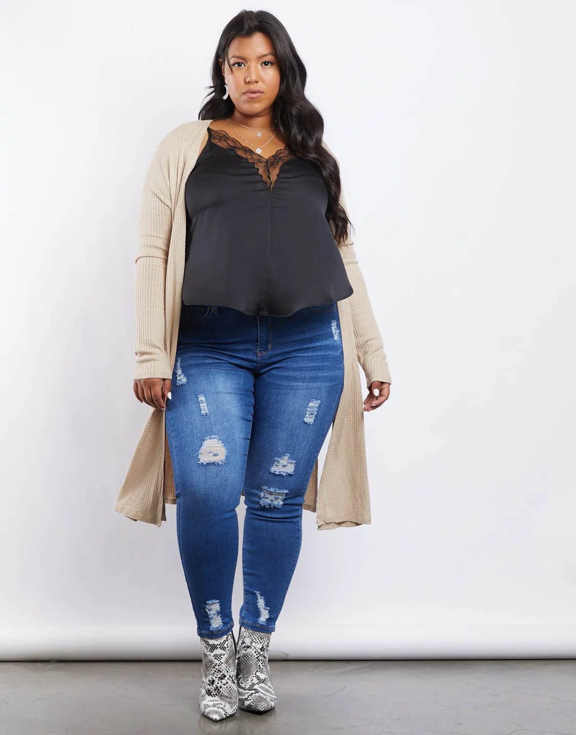 Plus Size Anna Waffle Knit Cardigan