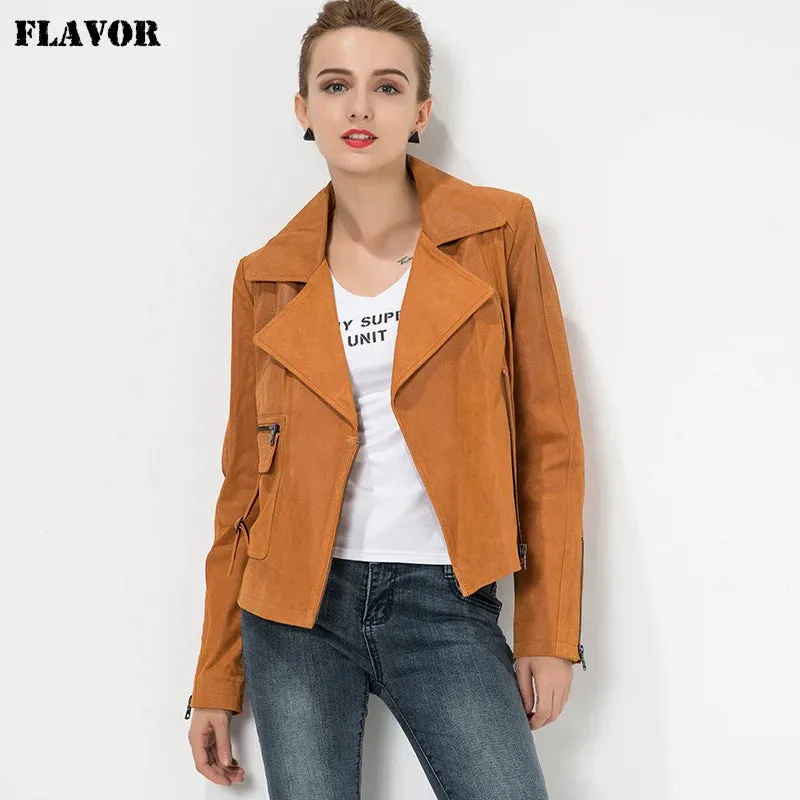 Plus Size Women's Motorcycle Leather Jacket