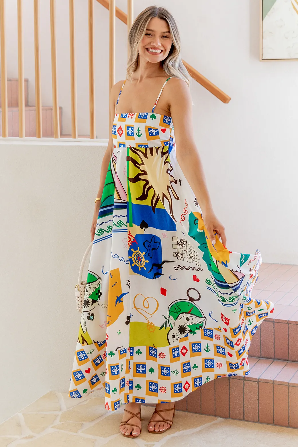 Portafino Maxi Dress Lucky Star Print