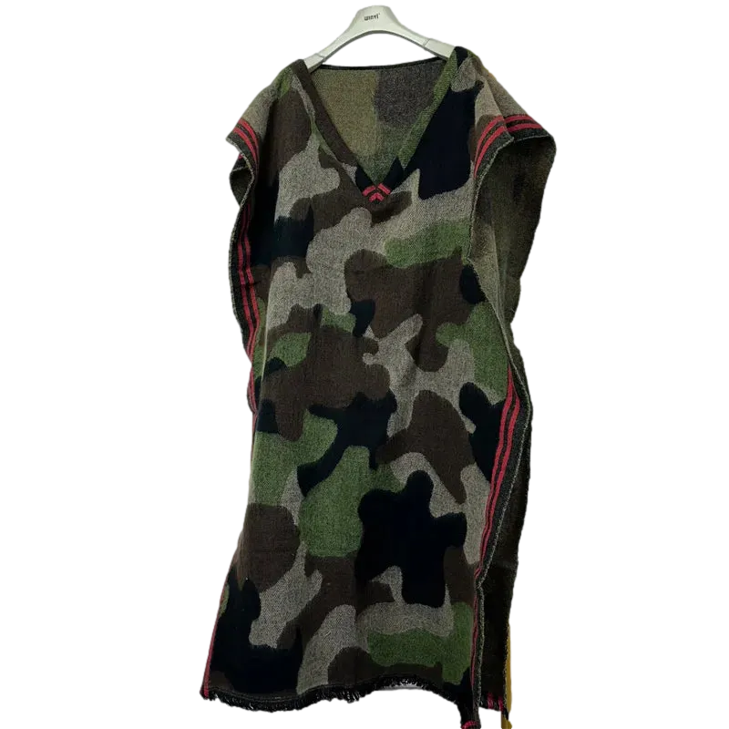 Pre Order:  Stylish Army Green Camouflage Long Kaftan - WINI