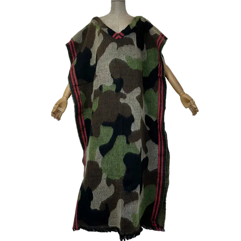 Pre Order:  Stylish Army Green Camouflage Long Kaftan - WINI