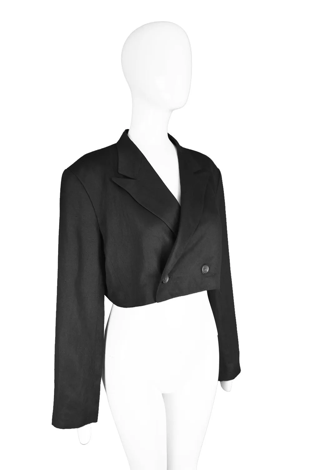 Preowned Black Vintage Cropped Jacket, 1980s