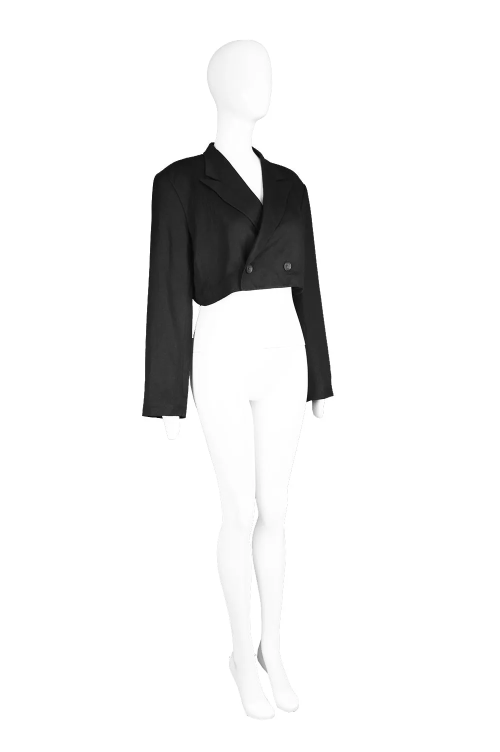 Preowned Black Vintage Cropped Jacket, 1980s