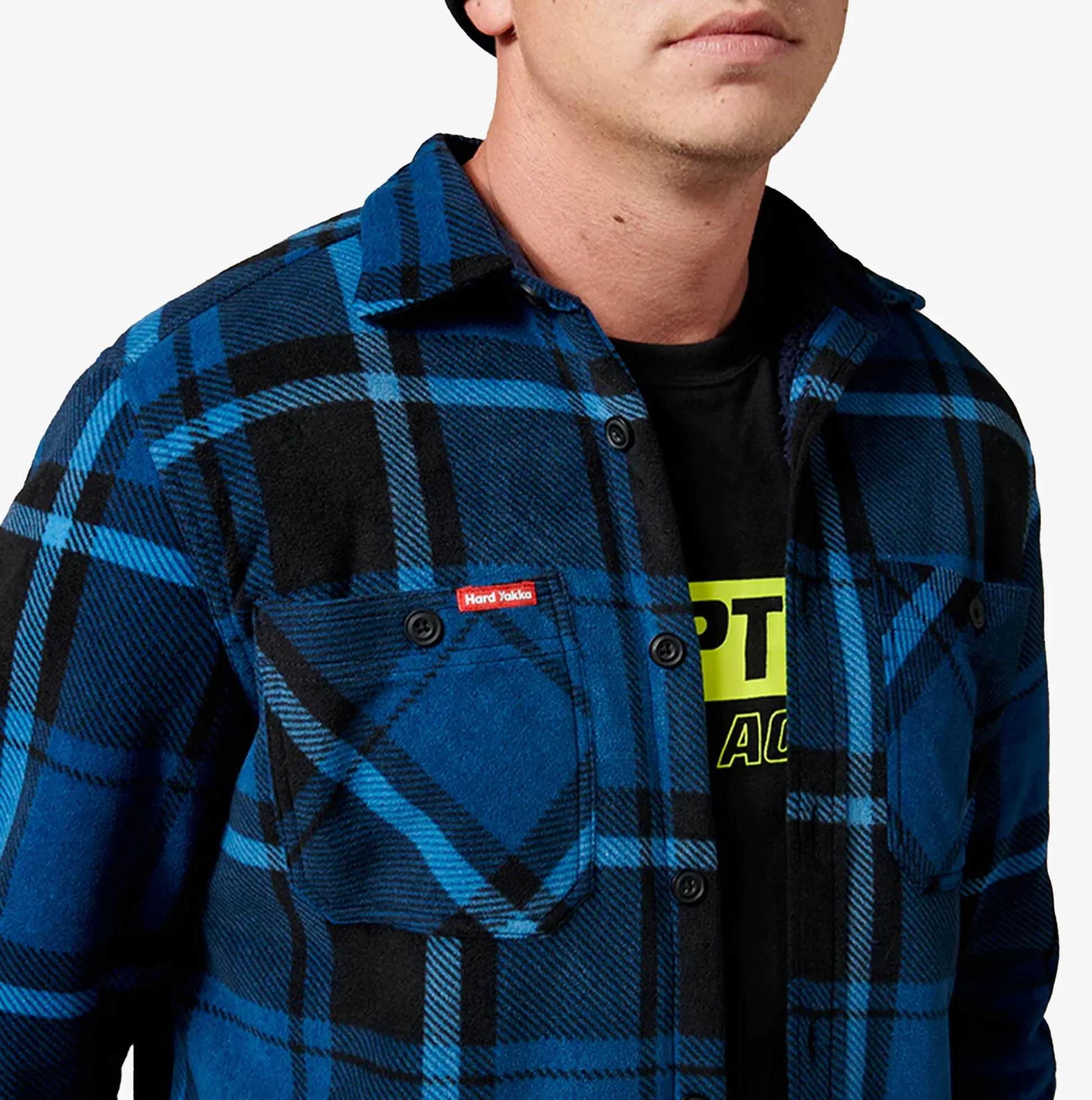 QUILTED FLANNEL Mens Shirt Jacket Blue