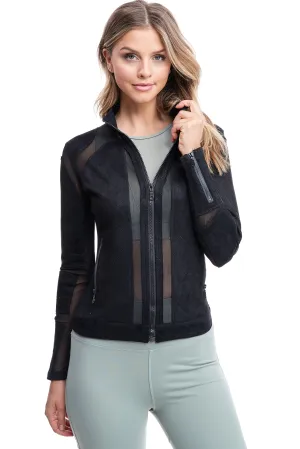 QUILTED MESH JACKET | BLACK