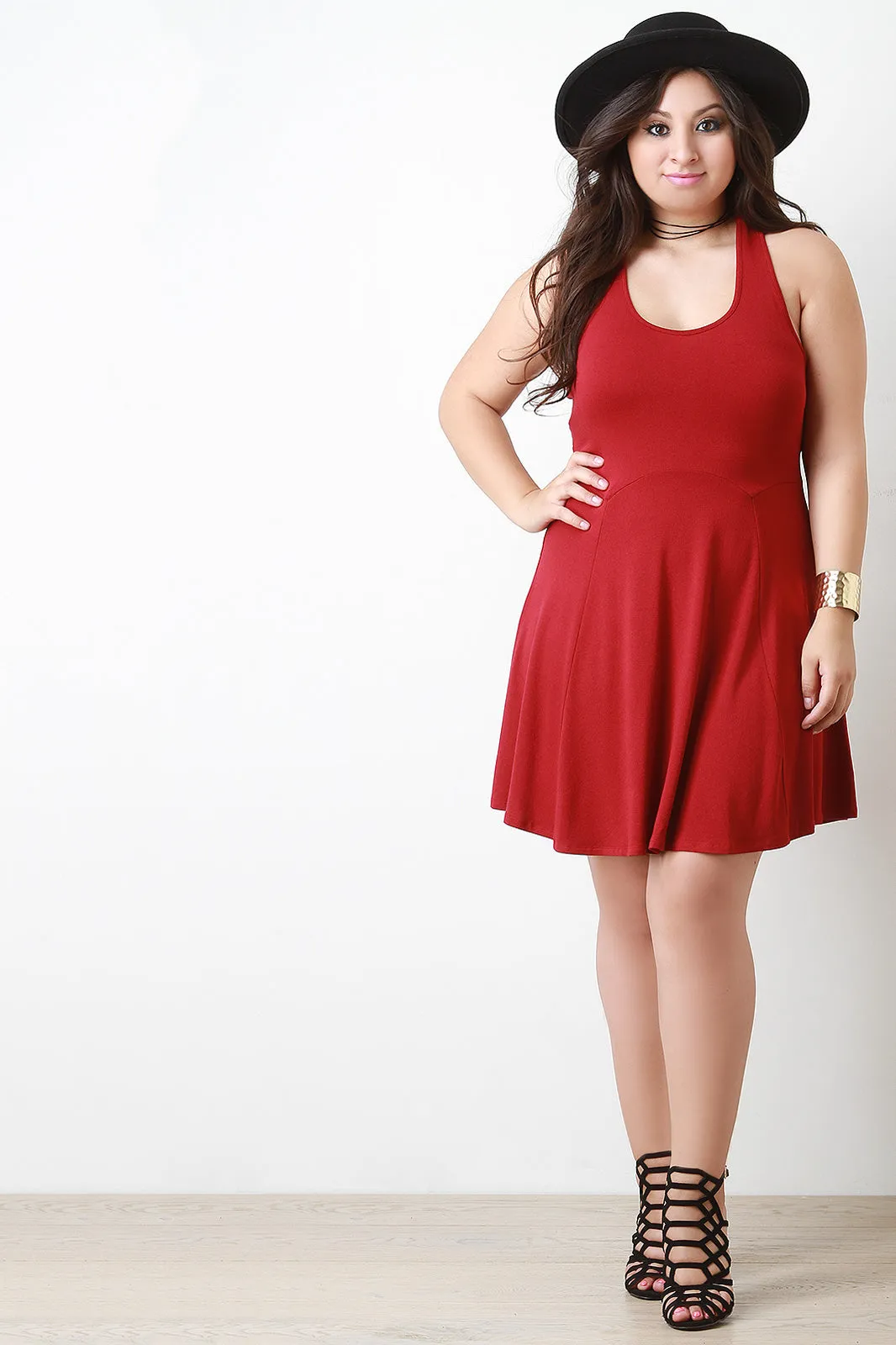 Racerback Panel Skirt Skater Dress