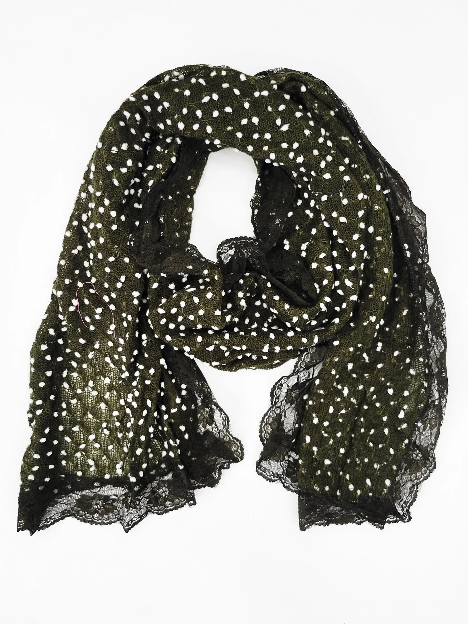 RAJ LILY POLKA DOT LACE TRIM SCARF 3 COLORS