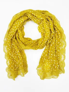 RAJ LILY POLKA DOT LACE TRIM SCARF 3 COLORS