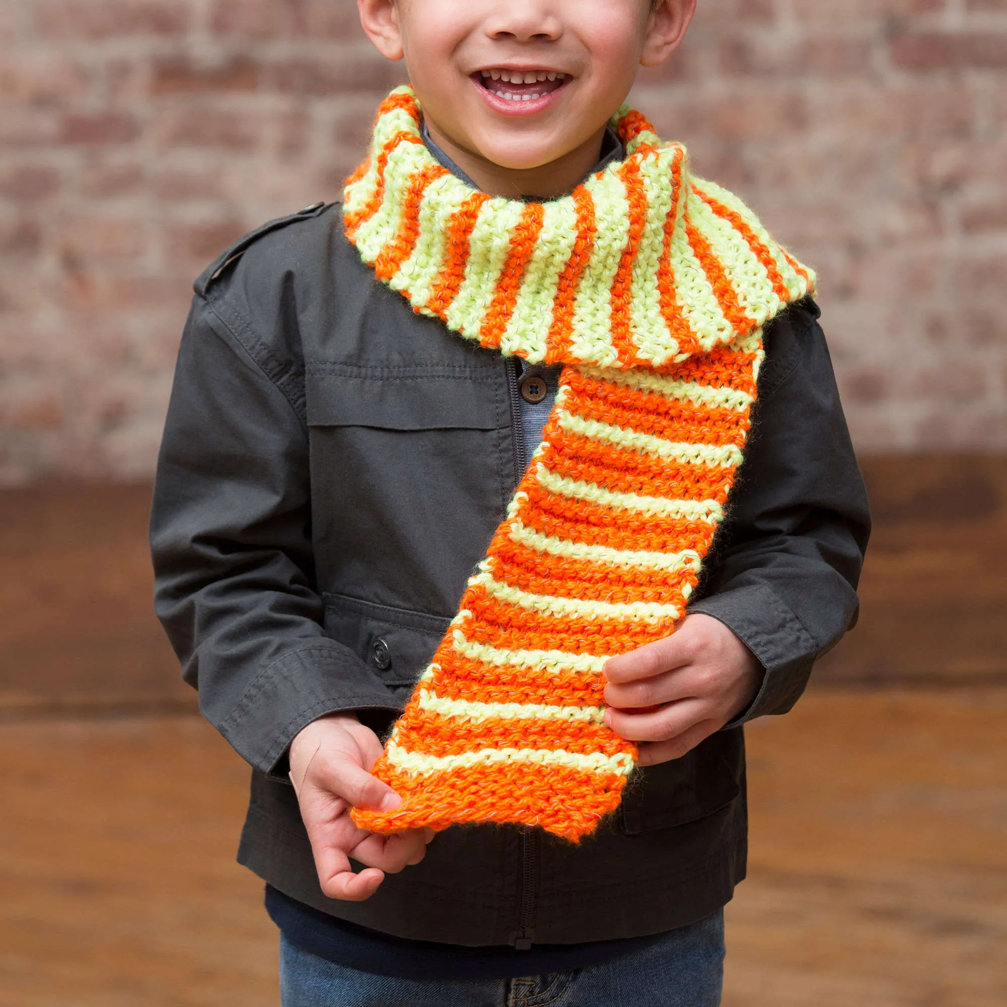 Red Heart Knit So Cool In Stripes Scarf