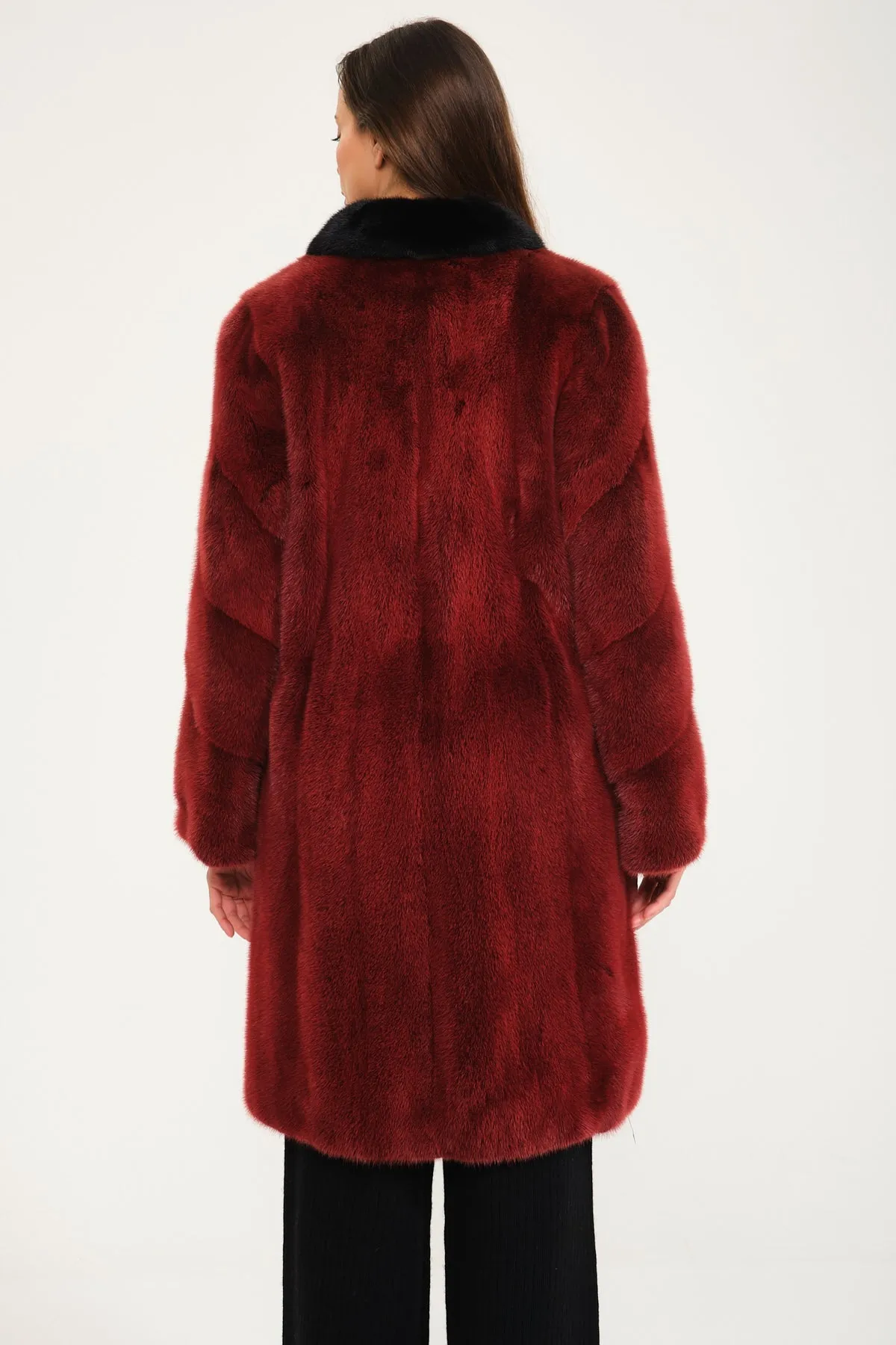 Red Long Mink Fur Coat