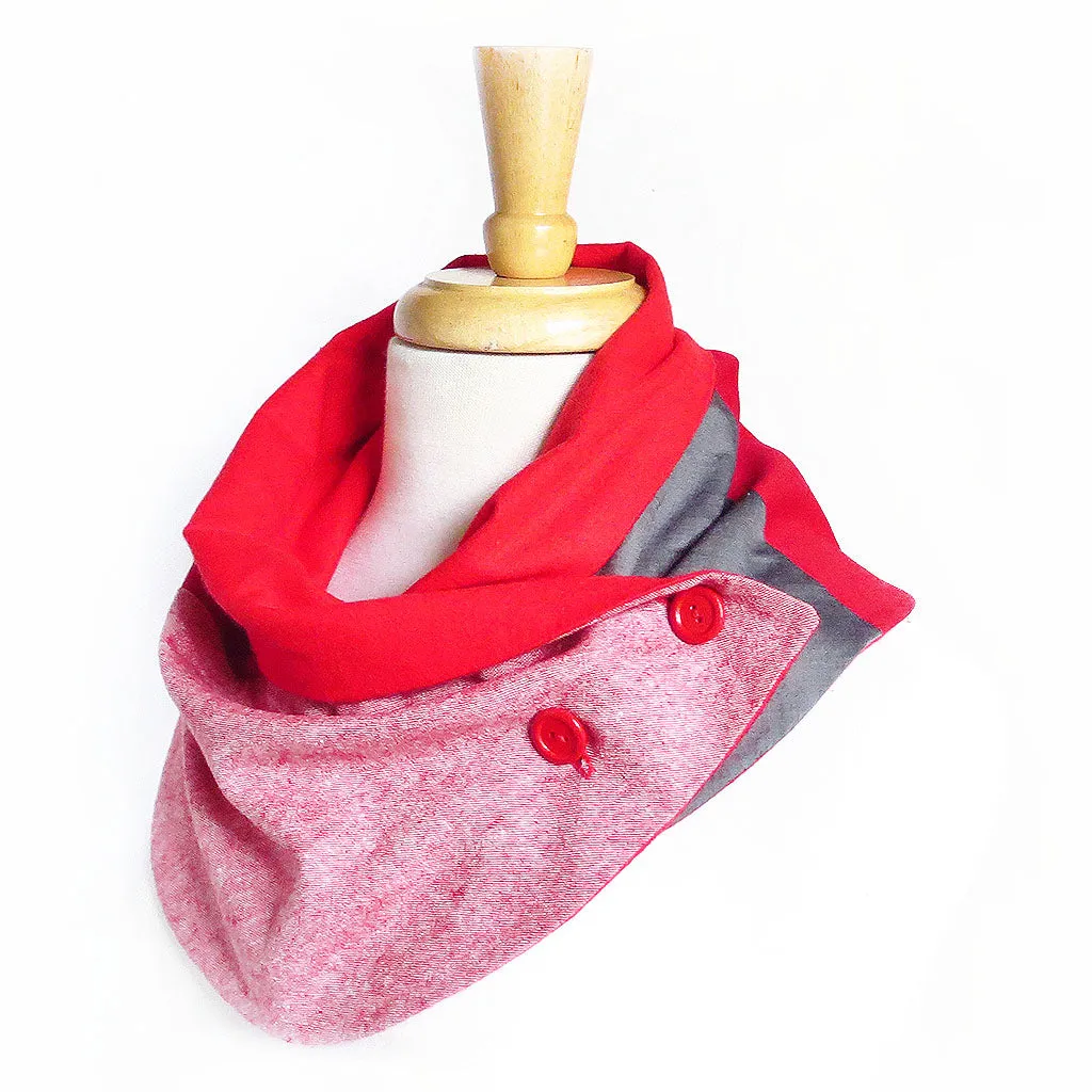 red trinity button scarf