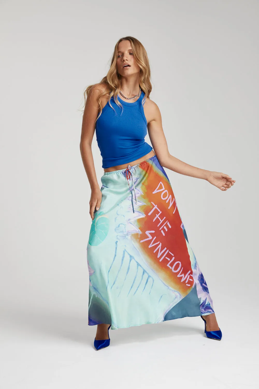 Relaxed Maxi Skirt - Blue Sunflower