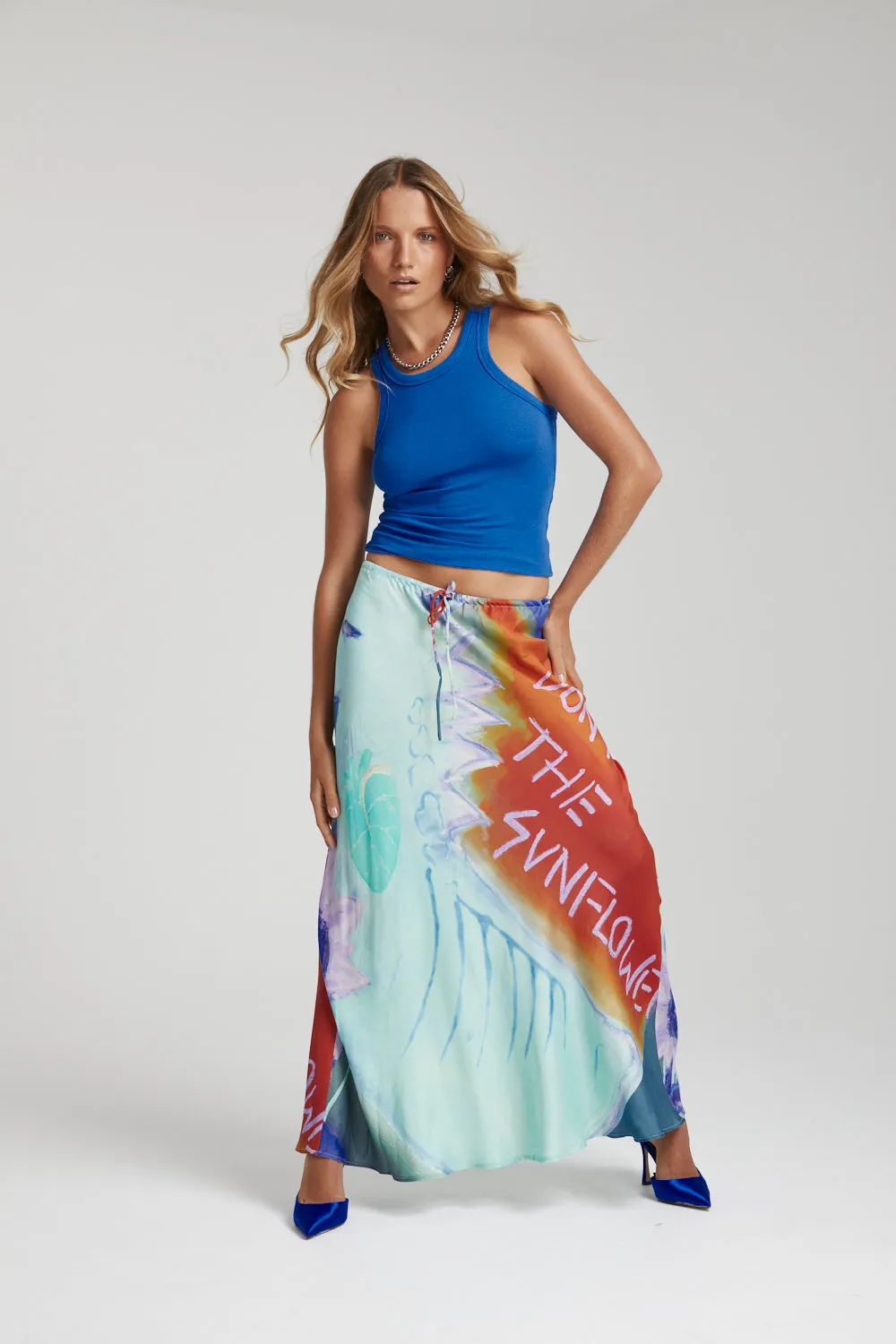 Relaxed Maxi Skirt - Blue Sunflower