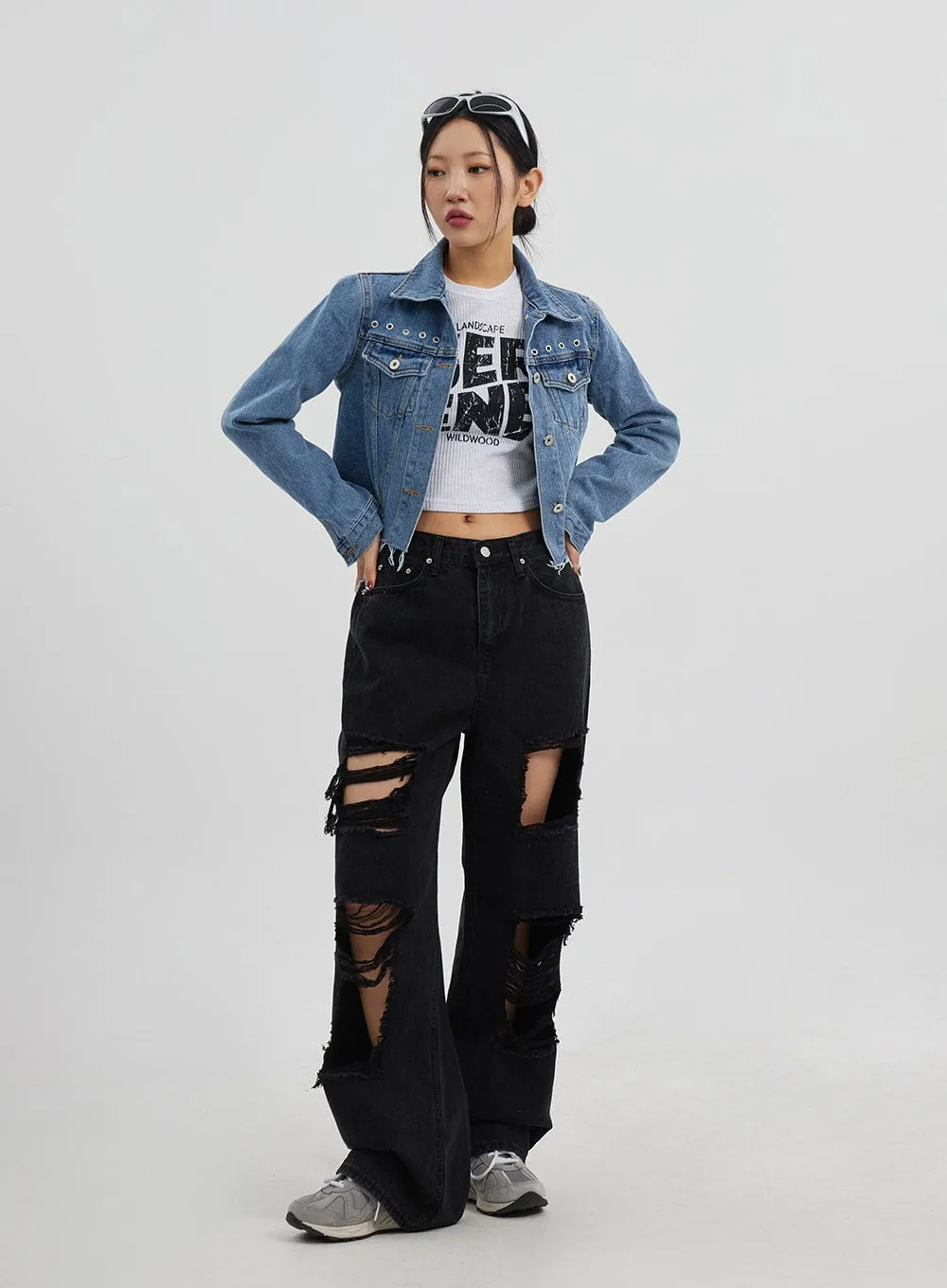 Ripped Wide Leg Jeans CJ319