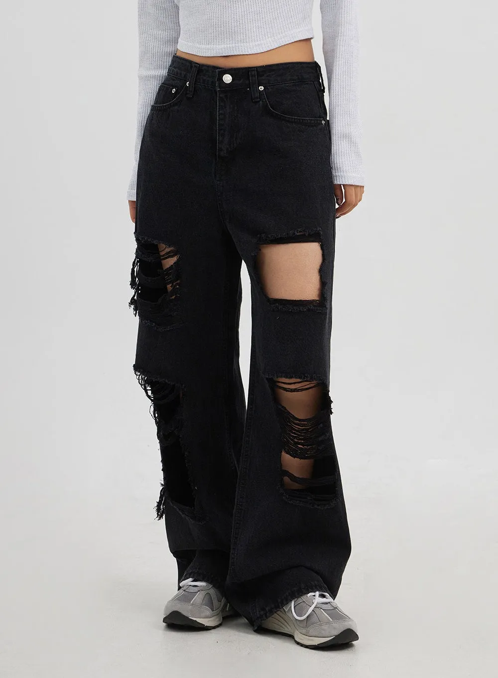 Ripped Wide Leg Jeans CJ319