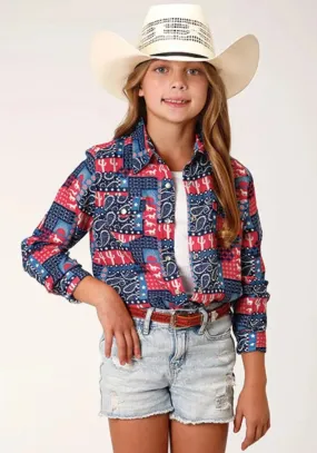 Roper Five Star (Bandana Print) - Girl's Western Snap Shirt