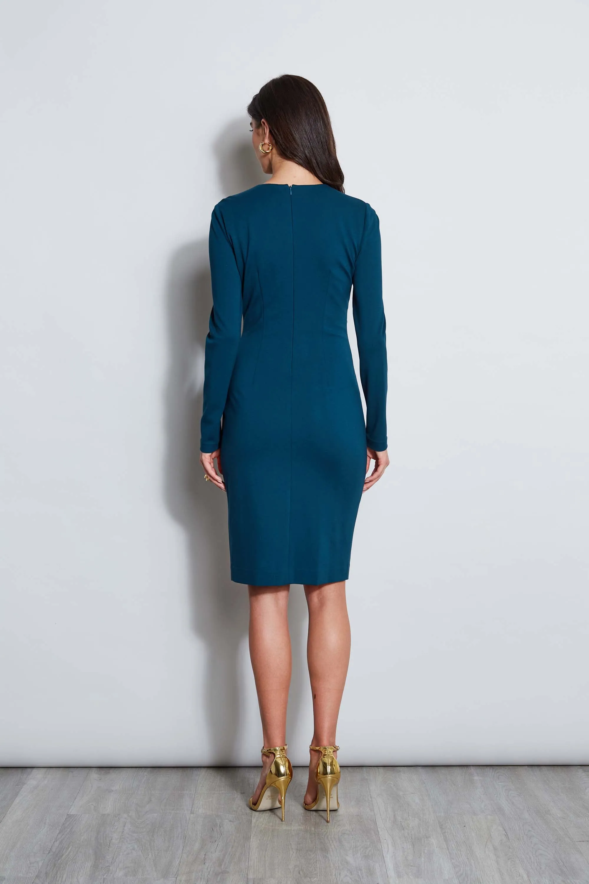 Ruched Long Sleeve Knit Dress