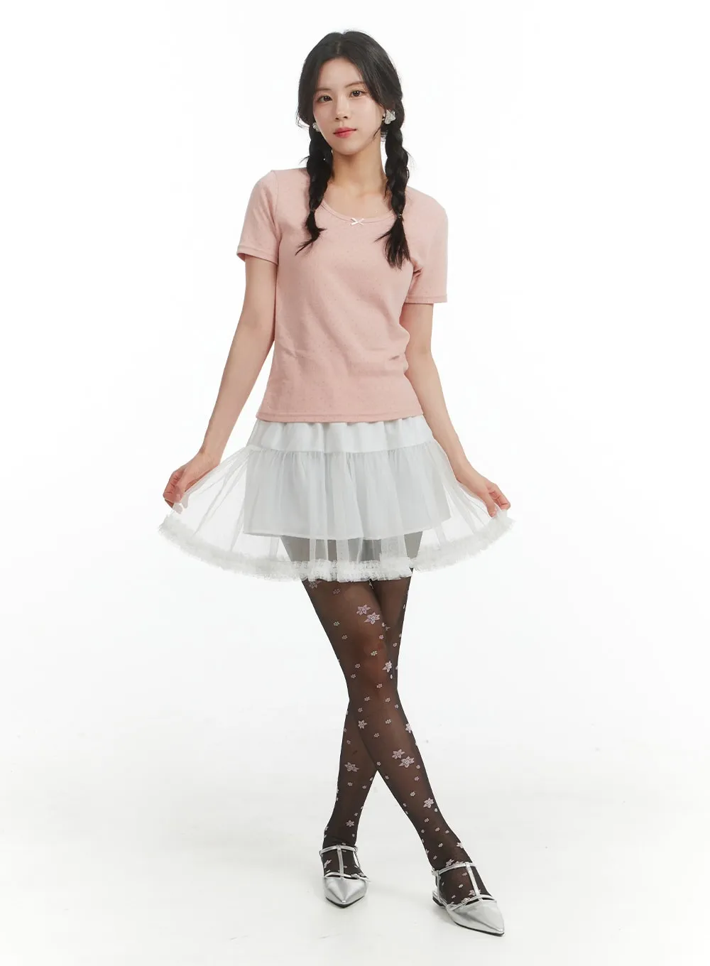 Ruffle Chiffon Layered Mini Skirt OM404