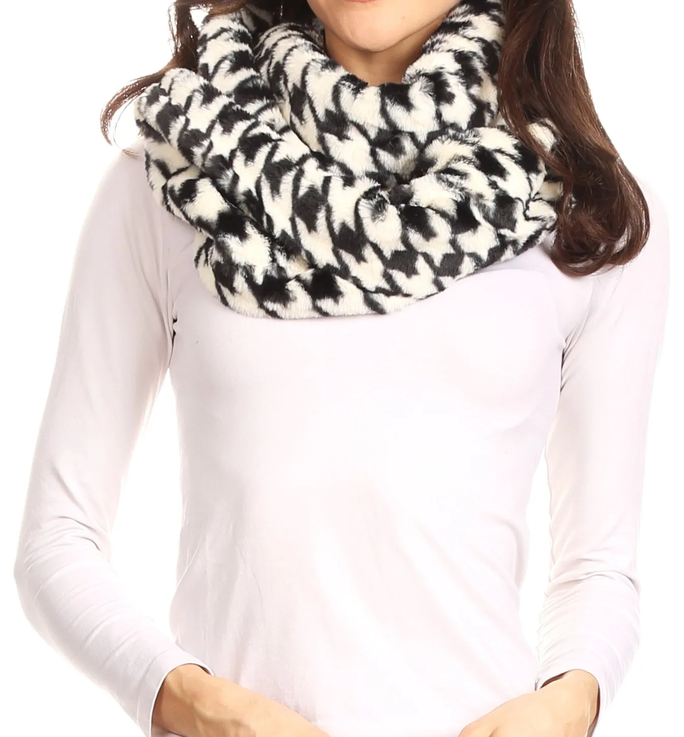 Sakkas Abir Soft Furry Reversible Short Twist Wrap Around Infinity Scarf