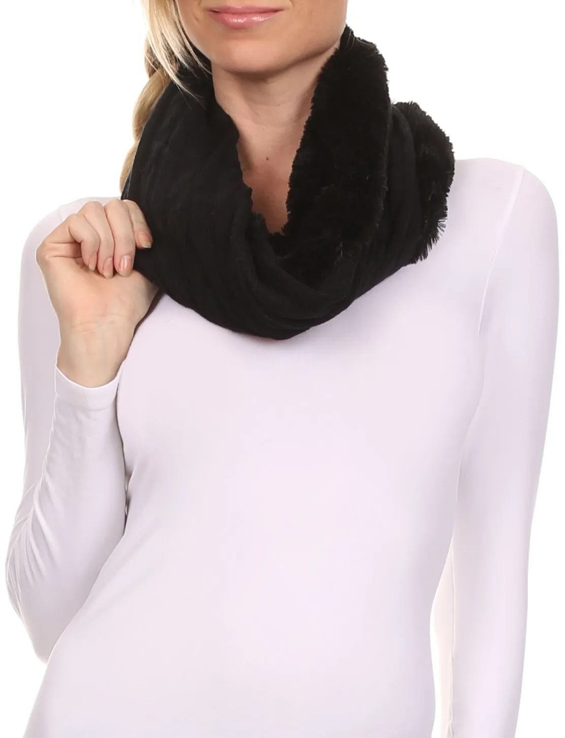 Sakkas Abir Soft Furry Reversible Short Twist Wrap Around Infinity Scarf