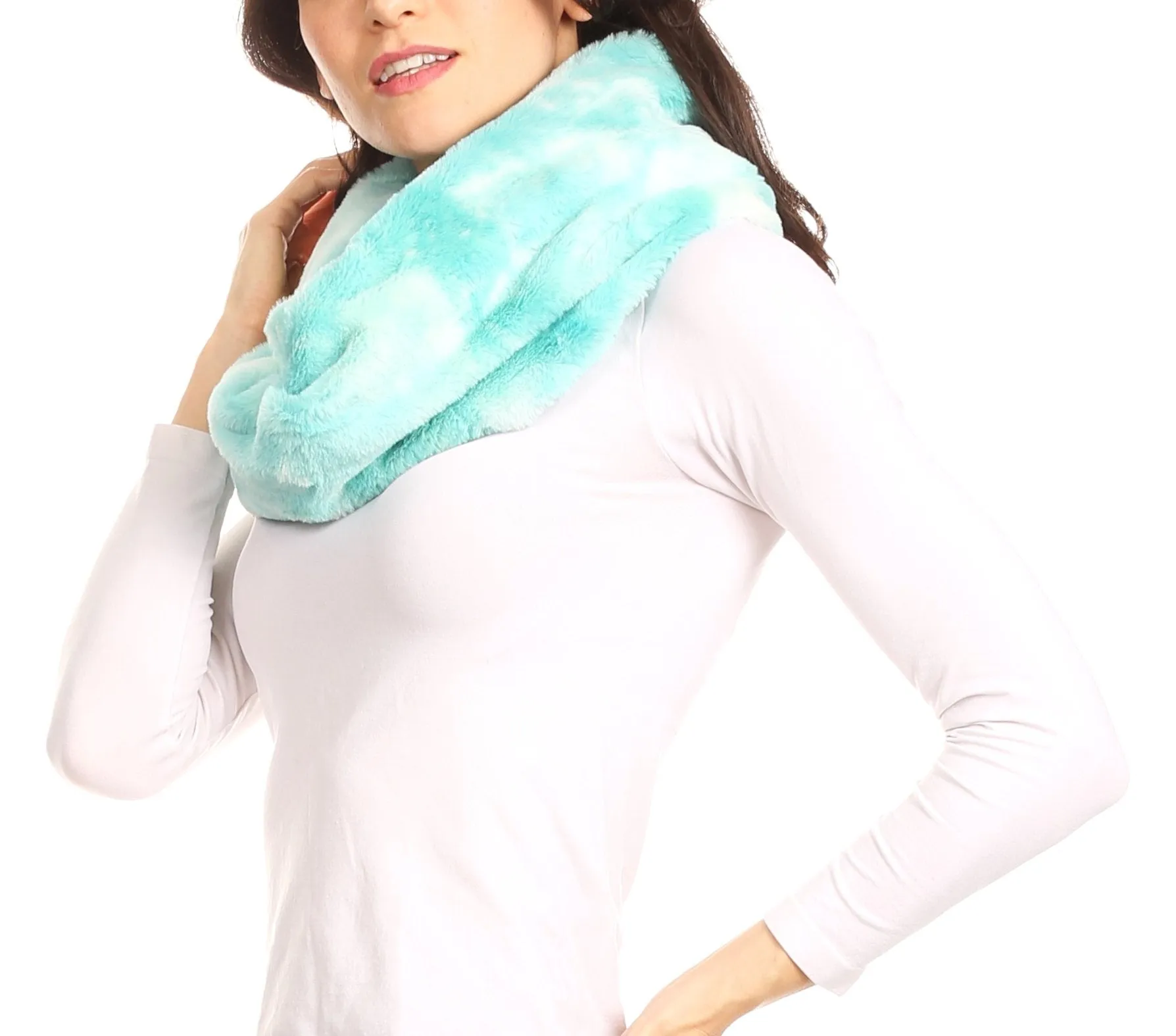 Sakkas Abir Soft Furry Reversible Short Twist Wrap Around Infinity Scarf