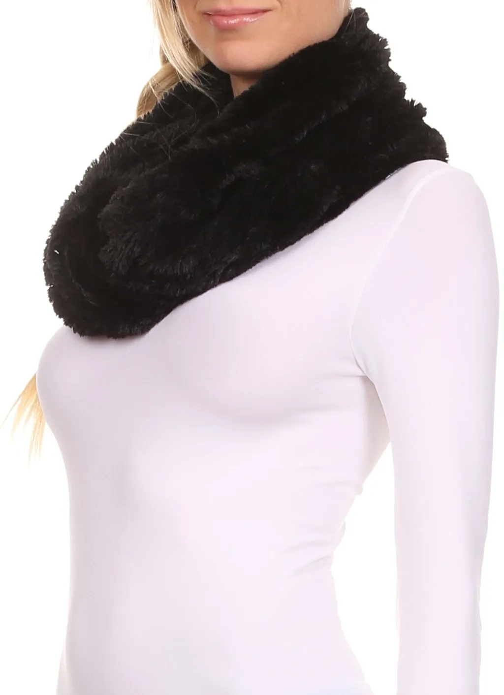 Sakkas Abir Soft Furry Reversible Short Twist Wrap Around Infinity Scarf