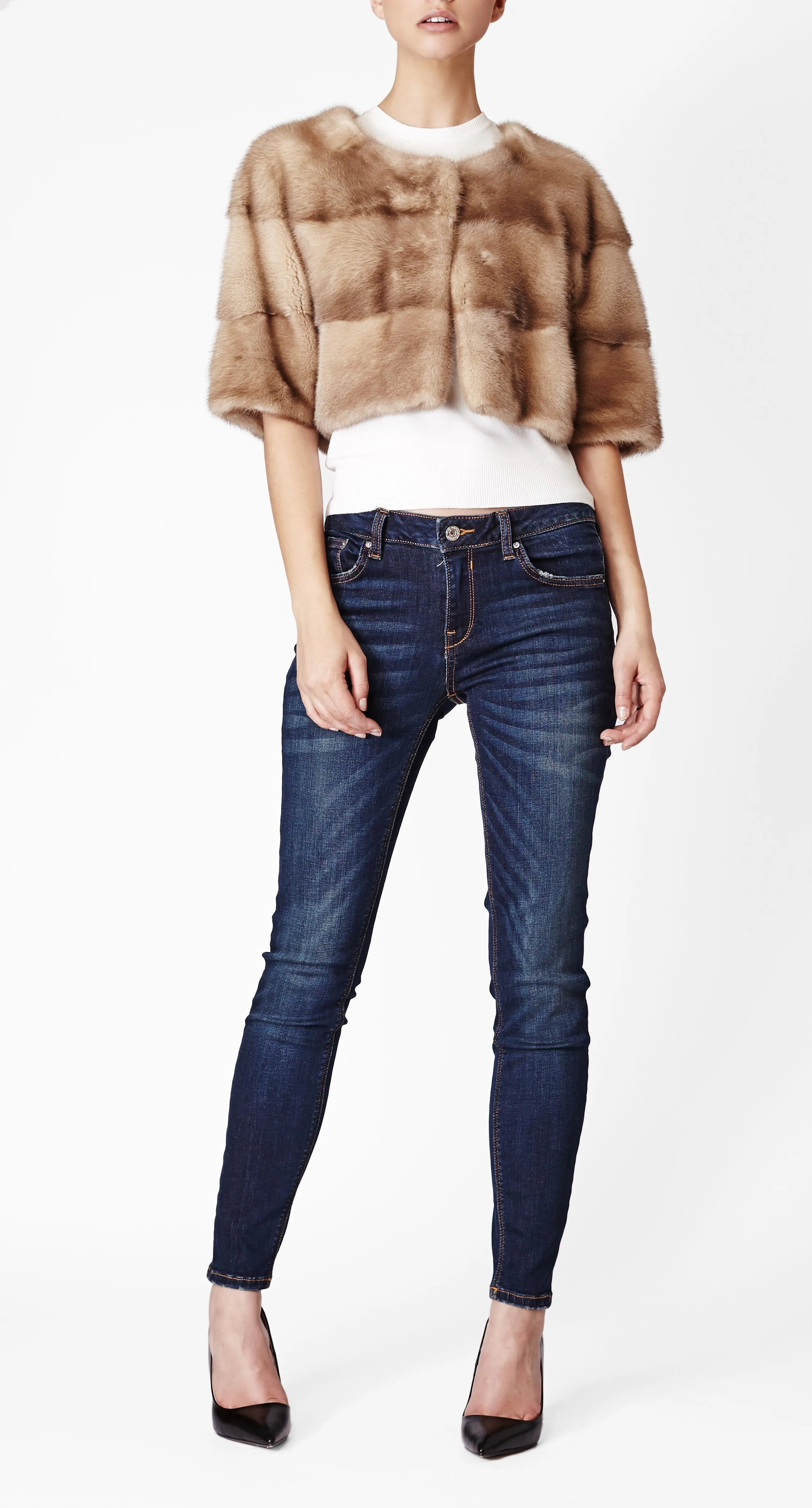 Sarah Mini Mink Fur Jacket Cammeo