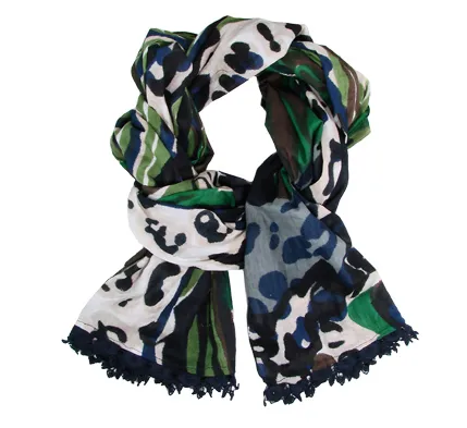 Scarf with Crochet Trim - Navy