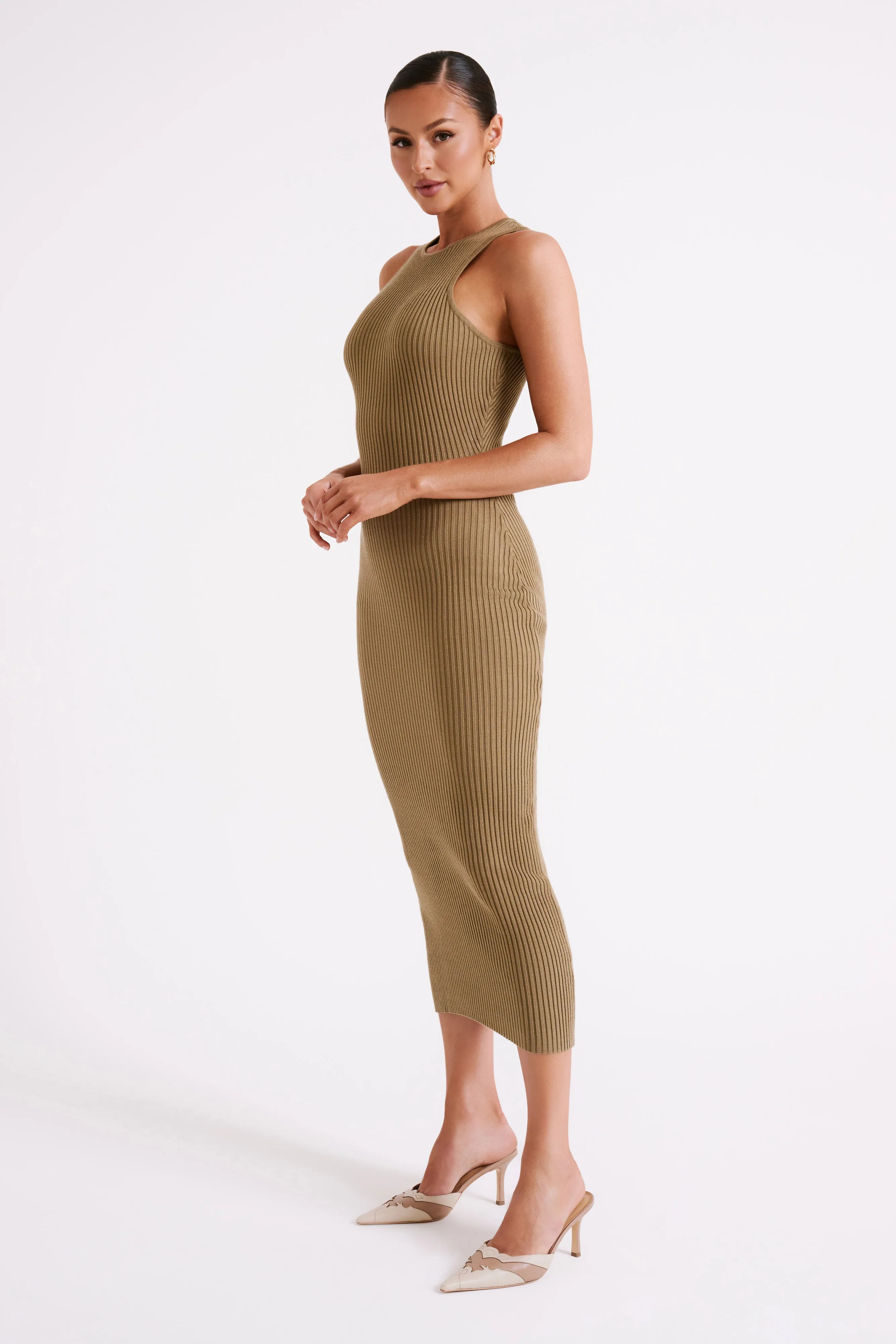 Sienna Knit Midi Dress - Olive