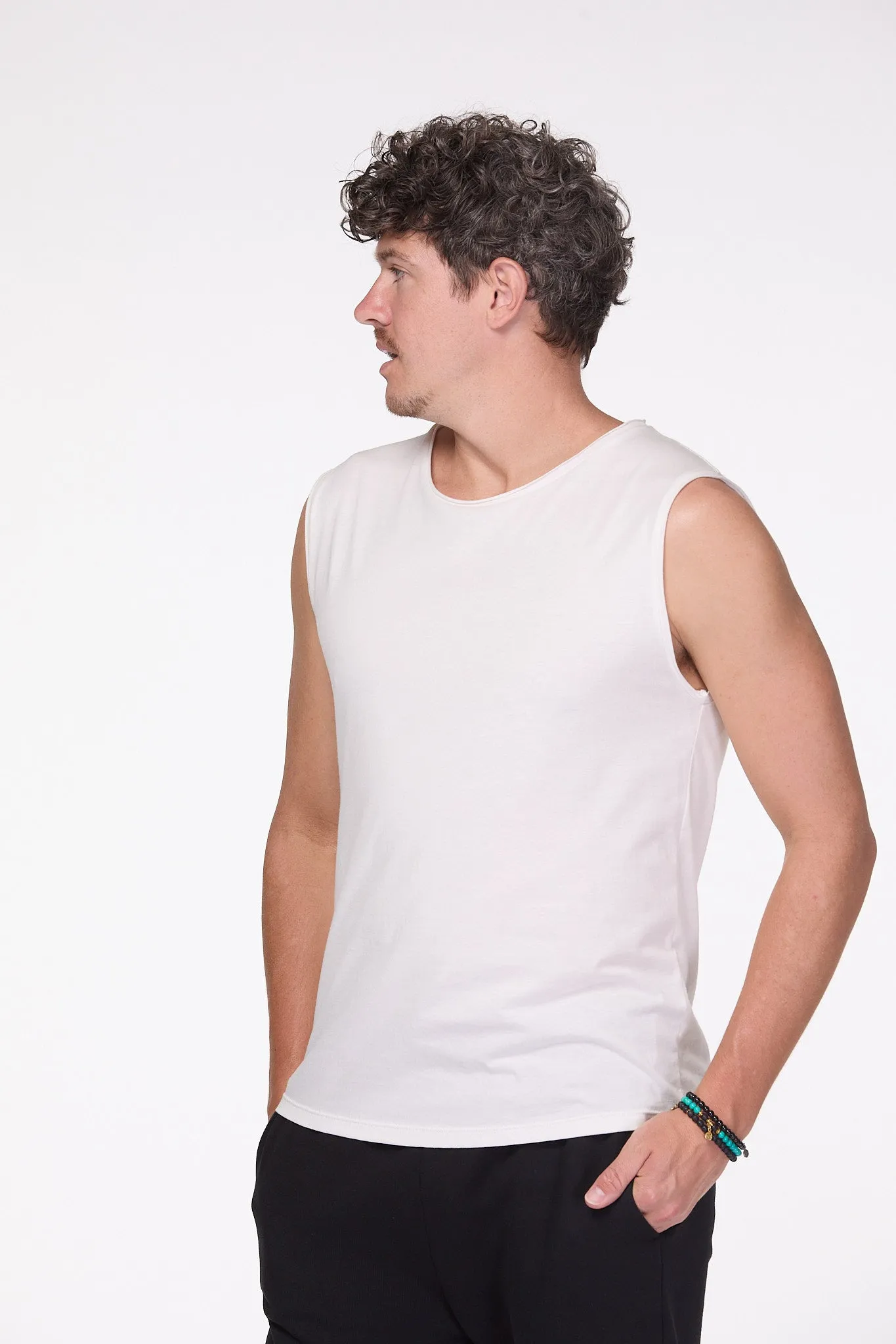 Slim Fit Mens Tank | White