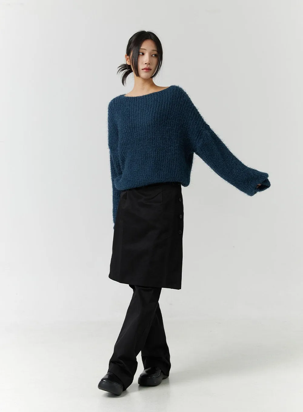 Soft Boat Neck Knit Sweater CN329