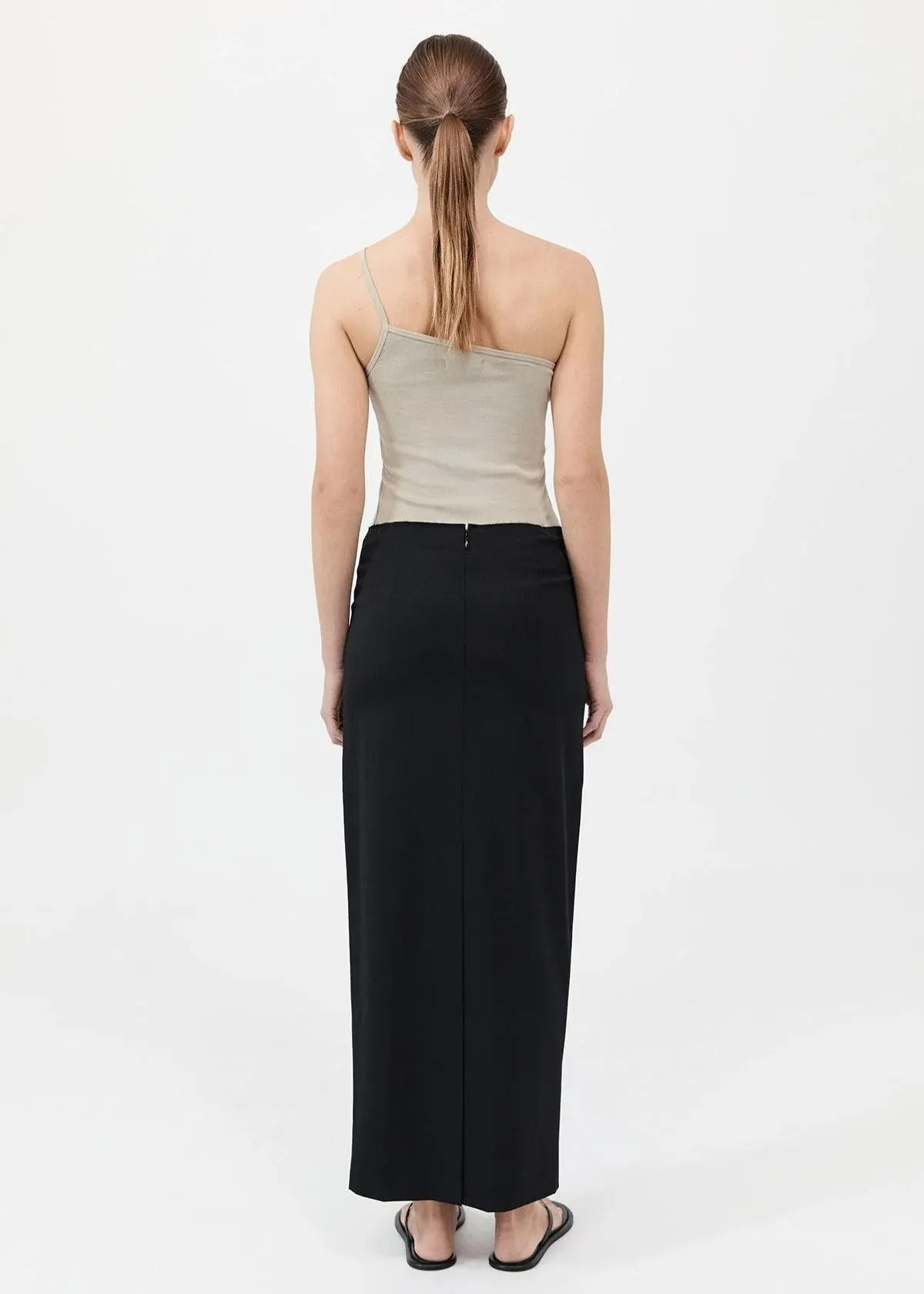 ST. AGNI Raw Edge Column Maxi Skirt - Black