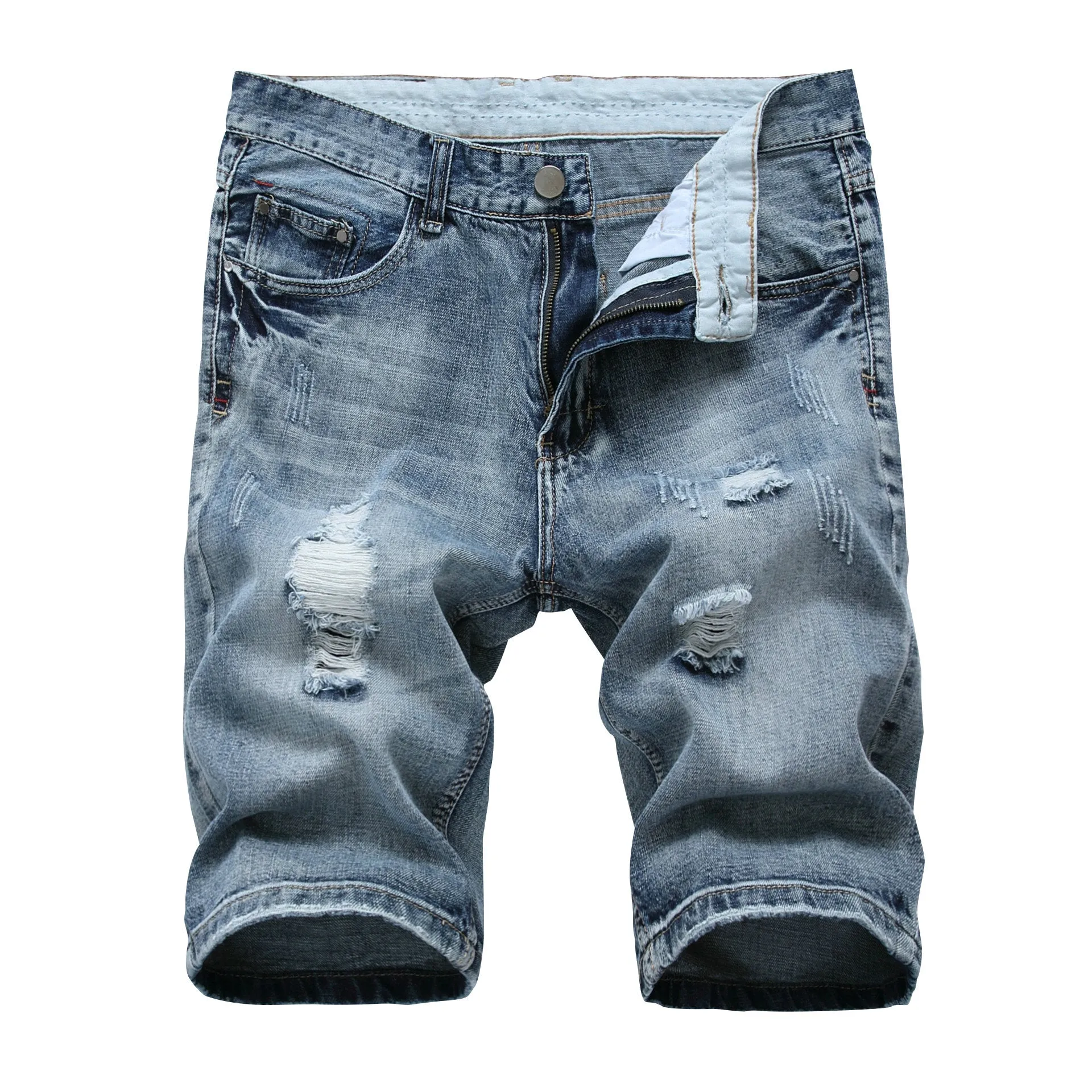 Stone Washed Holes Jeans Summer Denim Shorts Slim