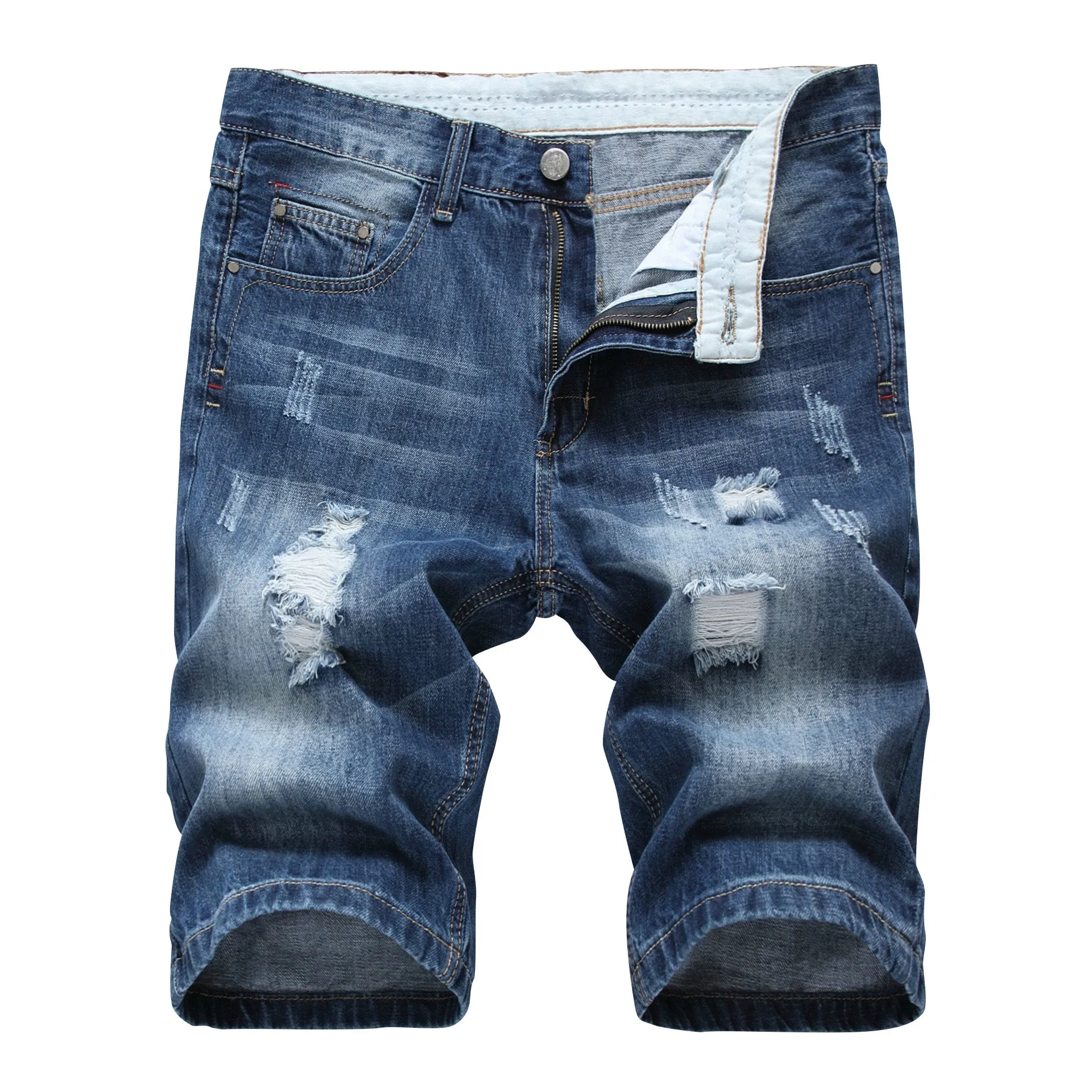 Stone Washed Holes Jeans Summer Denim Shorts Slim