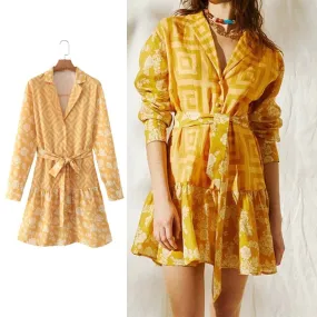 Sunny Yellow Collared Summer Dress  - Culture Heaven Special