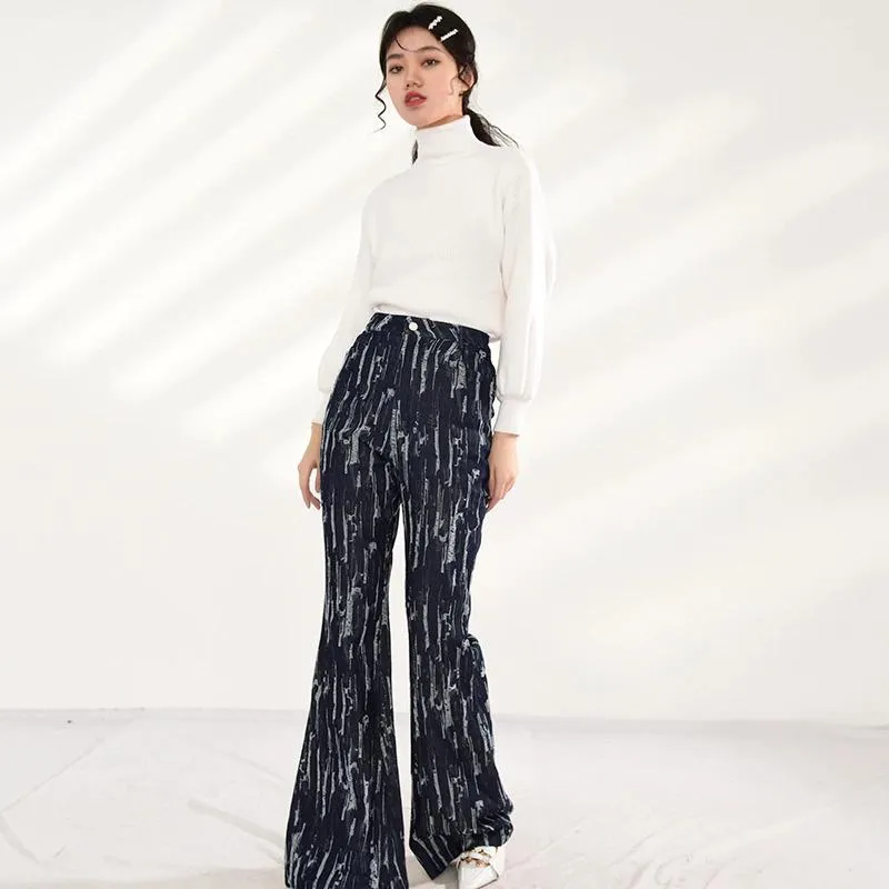 Takarra High Waist Denim Pants - Deep Blue