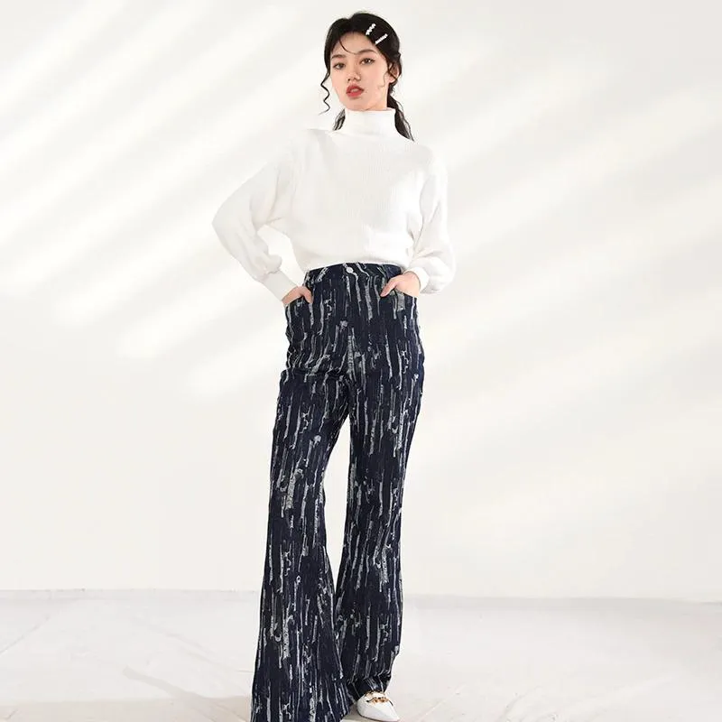 Takarra High Waist Denim Pants - Deep Blue