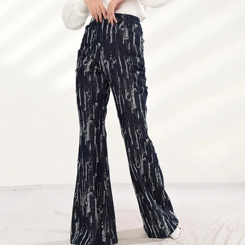 Takarra High Waist Denim Pants - Deep Blue