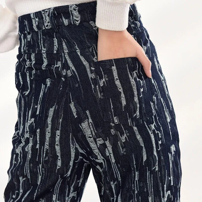 Takarra High Waist Denim Pants - Deep Blue